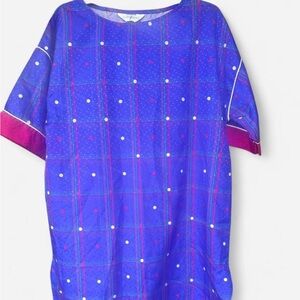 Vibrant Blue and Pink Patterned Dress